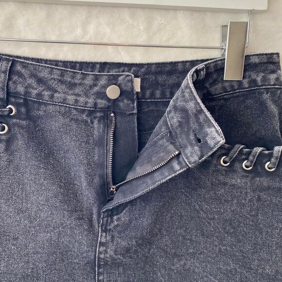 Women's Skirt Grunge trashy Black Denim Skirt Goth Emo Y2K - Picture 3 of 8